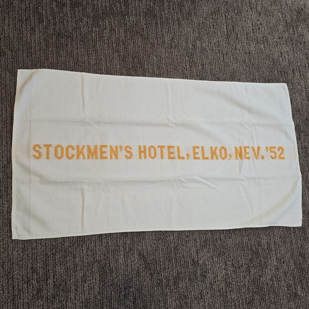 Vtg STOCKMEN'S HOTEL ELKO‎ NEVADA '52 1952 1950s Towel Bager Terry
